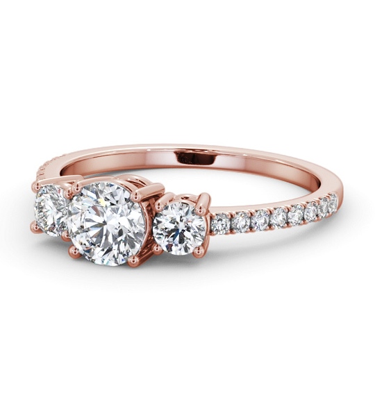  Three Stone Round Diamond Ring 18K Rose Gold - Stefanie TH61_RG_THUMB2 