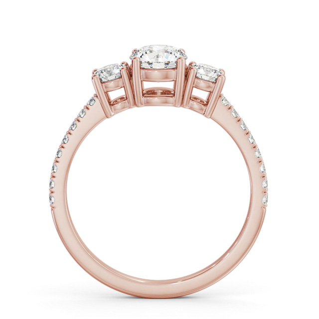 Three Stone Round Diamond Ring 9K Rose Gold - Stefanie TH61_RG_UP