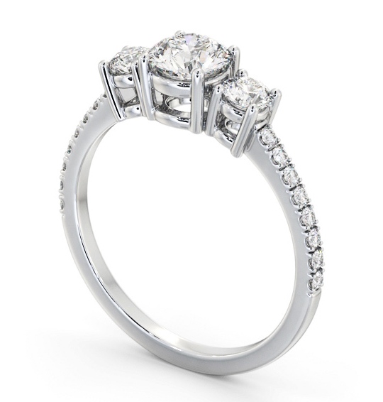  Three Stone Round Diamond Ring 18K White Gold - Stefanie TH61_WG_THUMB1 