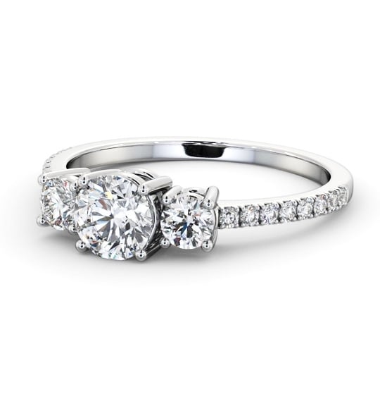  Three Stone Round Diamond Ring 18K White Gold - Stefanie TH61_WG_THUMB2 