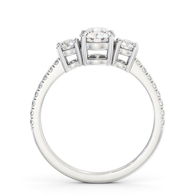 Three Stone Round Diamond Ring 18K White Gold - Stefanie TH61_WG_UP