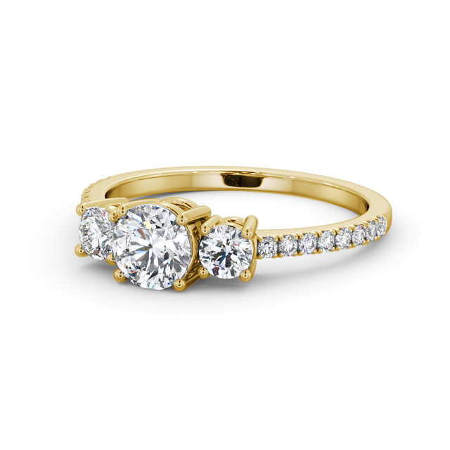 Three Stone Round Diamond Ring 18K Yellow Gold - Stefanie TH61_YG_FLAT