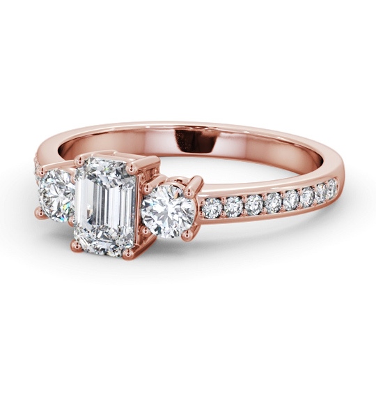  Three Stone Emerald Diamond Ring 9K Rose Gold - Craven TH62_RG_THUMB2 
