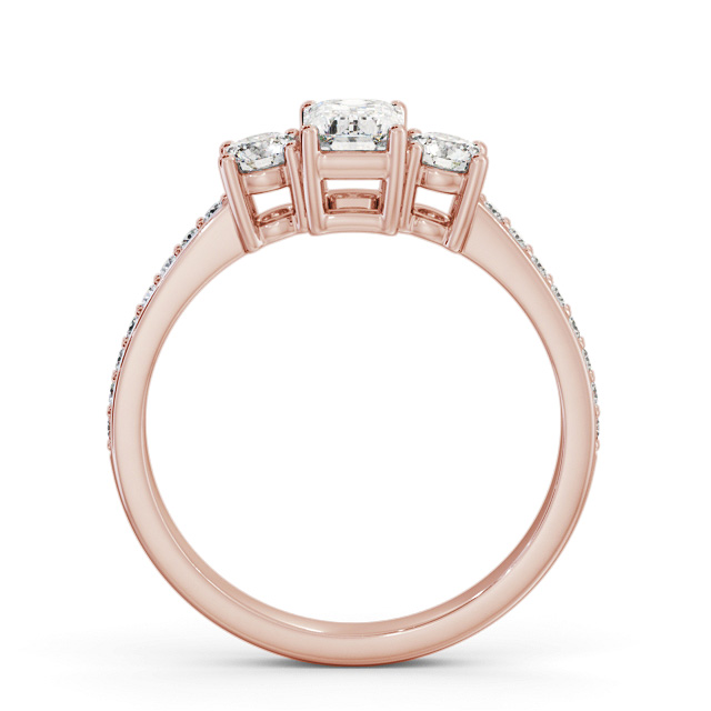 Three Stone Emerald Diamond Ring 18K Rose Gold - Craven TH62_RG_UP