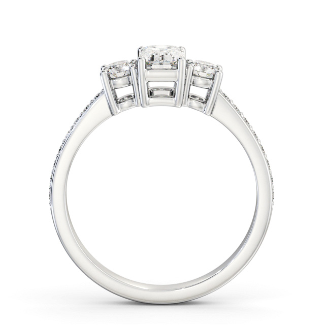 Three Stone Emerald Diamond Ring 18K White Gold - Craven TH62_WG_UP