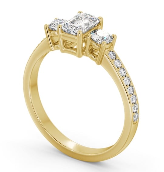  Three Stone Emerald Diamond Ring 9K Yellow Gold - Craven TH62_YG_THUMB1 