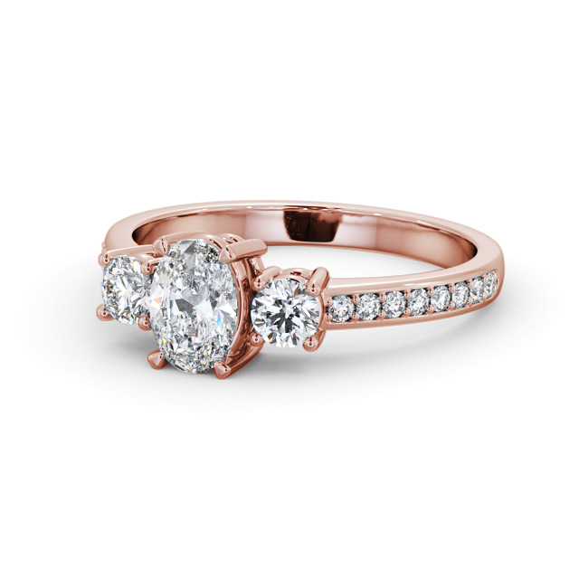Three Stone Oval Diamond Ring 18K Rose Gold - Cullen TH63_RG_FLAT
