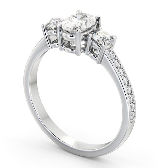Three Stone Oval Diamond Ring Platinum - Cullen TH63_WG_THUMB1