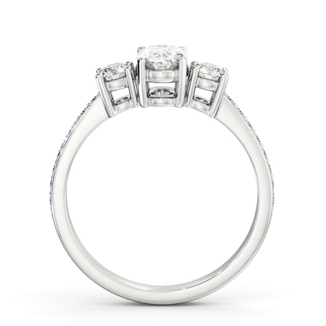 Three Stone Oval Diamond Ring Platinum - Cullen TH63_WG_UP