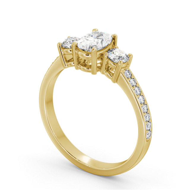 Three Stone Oval Diamond Ring 18K Yellow Gold - Cullen TH63_YG_SIDE