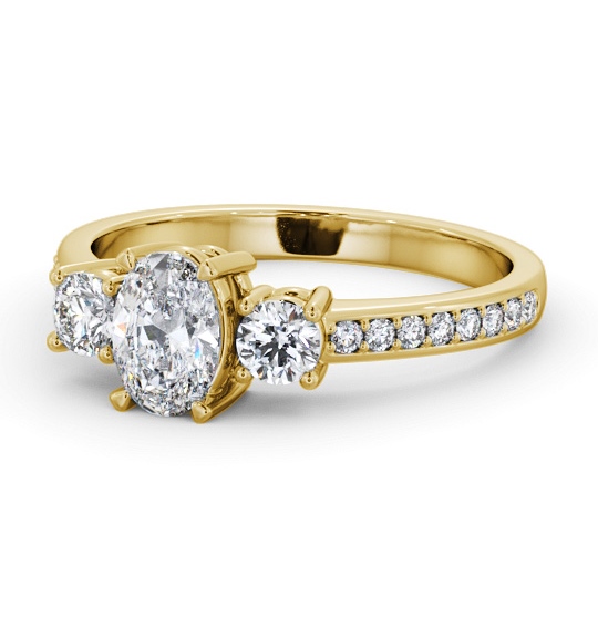  Three Stone Oval Diamond Ring 18K Yellow Gold - Cullen TH63_YG_THUMB2 