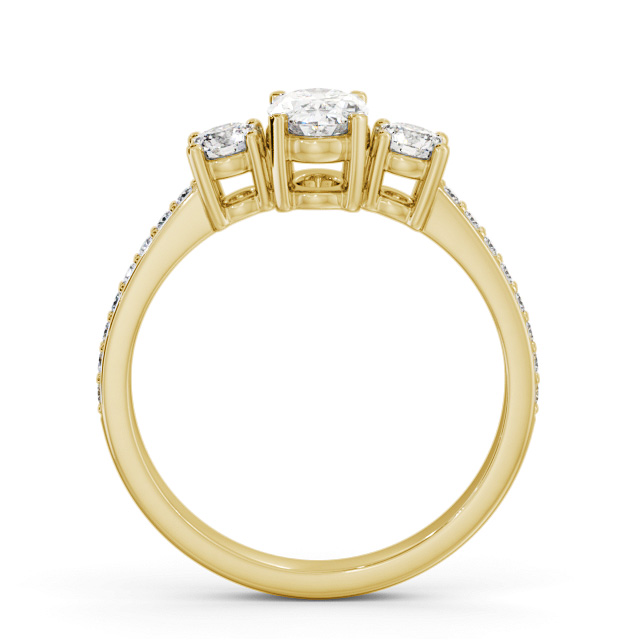 Three Stone Oval Diamond Ring 18K Yellow Gold - Cullen TH63_YG_UP