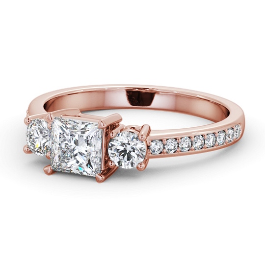 Three Stone Princess Diamond Ring 9K Rose Gold - Lorelai TH64_RG_THUMB2 
