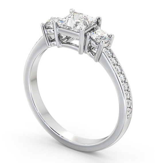  Three Stone Princess Diamond Ring 18K White Gold - Lorelai TH64_WG_THUMB1 
