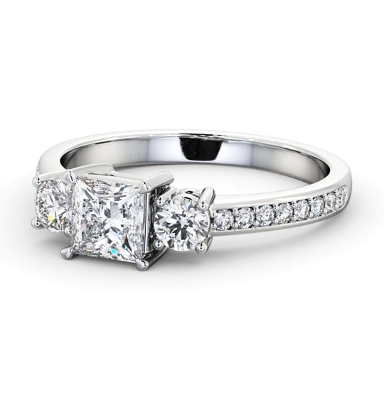  Three Stone Princess Diamond Ring 9K White Gold - Lorelai TH64_WG_THUMB2 