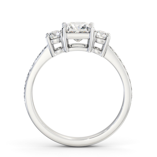 Three Stone Princess Diamond Ring 18K White Gold - Lorelai TH64_WG_UP