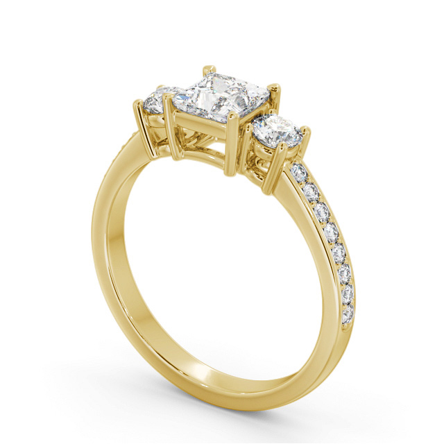 Three Stone Princess Diamond Ring 9K Yellow Gold - Lorelai TH64_YG_SIDE