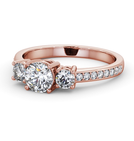  Three Stone Round Diamond Ring 9K Rose Gold - Ellesha TH65_RG_THUMB2 