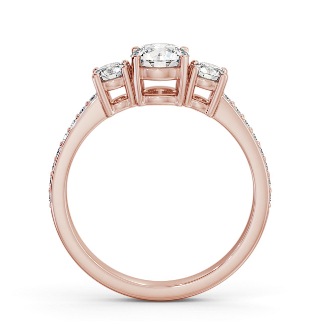 Three Stone Round Diamond Ring 9K Rose Gold - Ellesha TH65_RG_UP