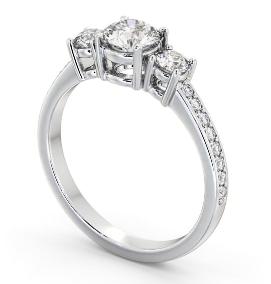  Three Stone Round Diamond Ring Platinum - Ellesha TH65_WG_THUMB1 