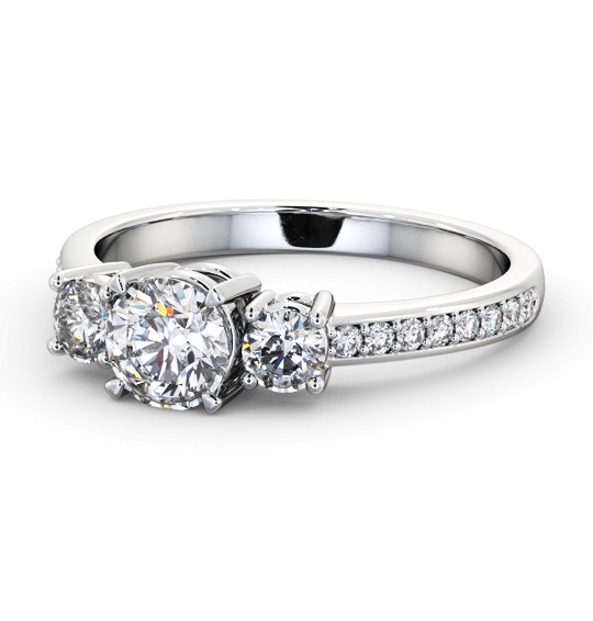  Three Stone Round Diamond Ring Platinum - Ellesha TH65_WG_THUMB2 