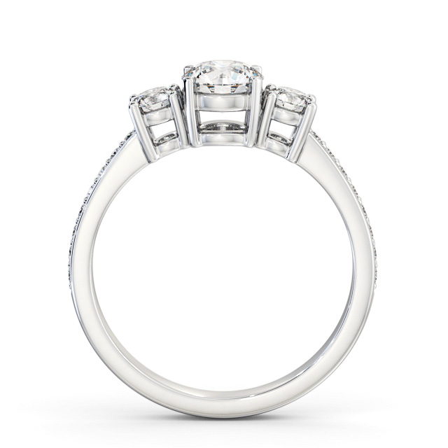 Three Stone Round Diamond Ring 18K White Gold - Ellesha TH65_WG_UP