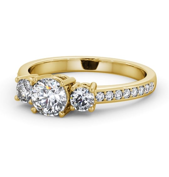  Three Stone Round Diamond Ring 18K Yellow Gold - Ellesha TH65_YG_THUMB2 