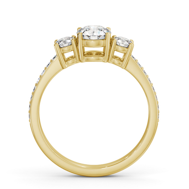Three Stone Round Diamond Ring 18K Yellow Gold - Ellesha TH65_YG_UP