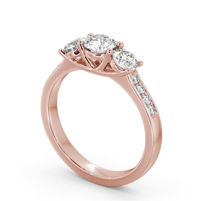 Three Stone Round Diamond Ring 9K Rose Gold - Kealan TH66_RG_SIDE