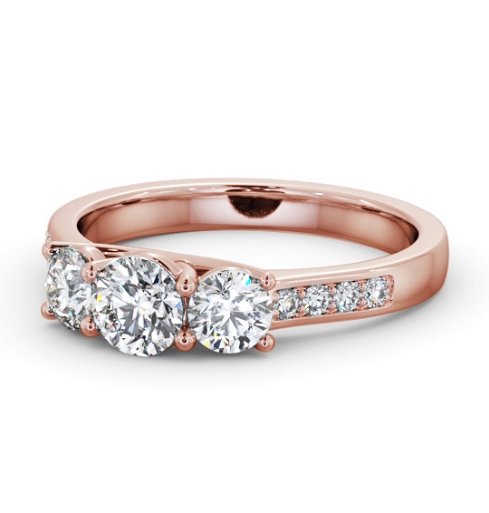  Three Stone Round Diamond Ring 9K Rose Gold - Kealan TH66_RG_THUMB2 