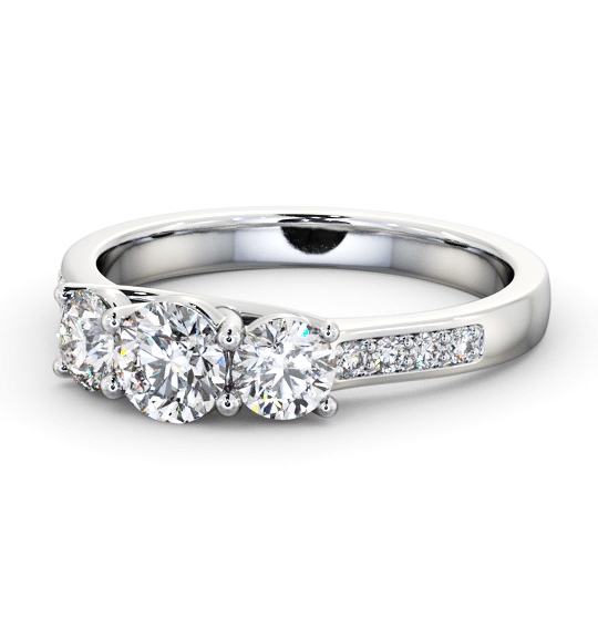  Three Stone Round Diamond Ring 18K White Gold - Kealan TH66_WG_THUMB2 