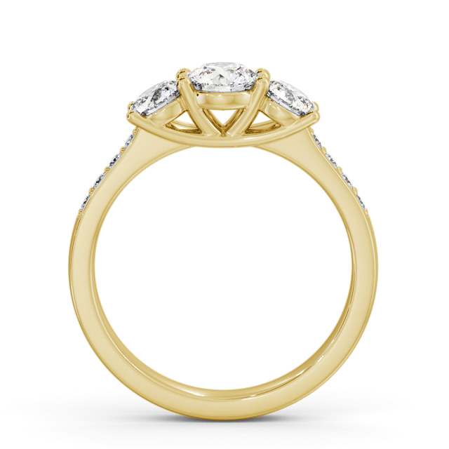 Three Stone Round Diamond Ring 18K Yellow Gold - Kealan TH66_YG_UP