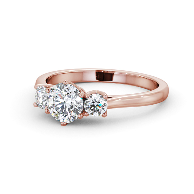 Three Stone Round Diamond Ring 9K Rose Gold - Samanta TH67_RG_FLAT