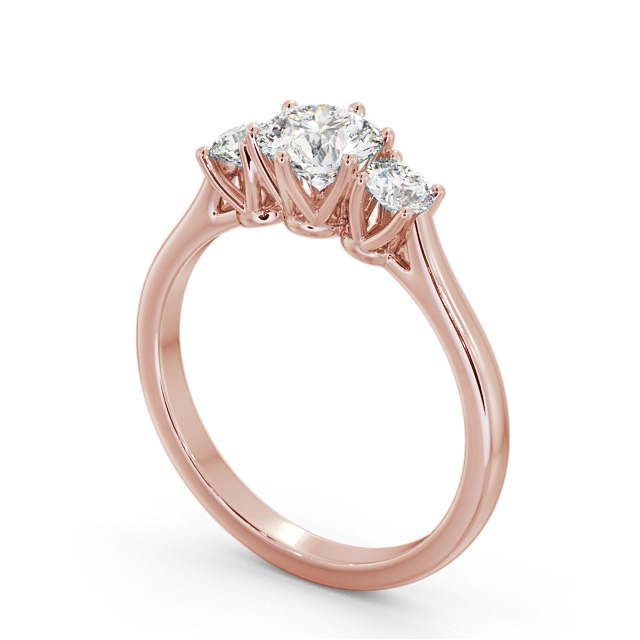 Three Stone Round Diamond Ring 9K Rose Gold - Samanta TH67_RG_SIDE