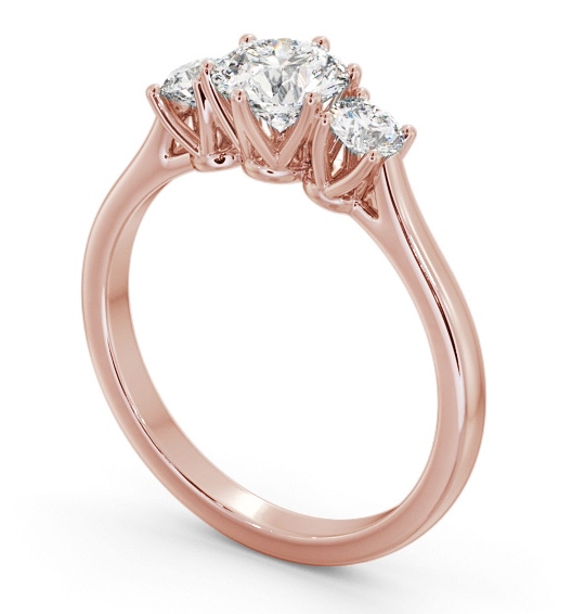  Three Stone Round Diamond Ring 9K Rose Gold - Samanta TH67_RG_THUMB1 