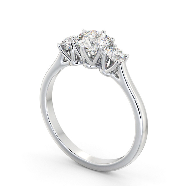 Three Stone Round Diamond Ring Platinum - Samanta TH67_WG_SIDE