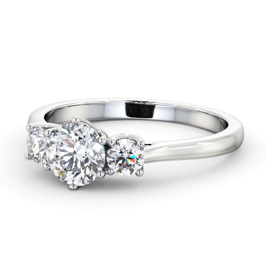  Three Stone Round Diamond Ring 18K White Gold - Samanta TH67_WG_THUMB2 