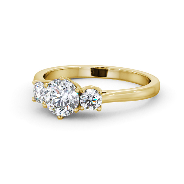 Three Stone Round Diamond Ring 18K Yellow Gold - Samanta TH67_YG_FLAT