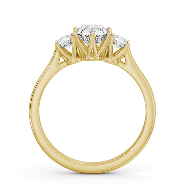 Three Stone Round Diamond Ring 18K Yellow Gold - Samanta TH67_YG_UP