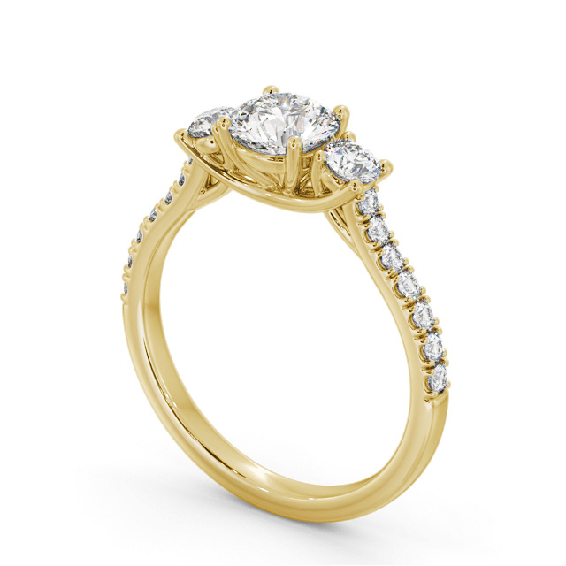 Three Stone Round Diamond Ring 18K Yellow Gold - Keadie TH68_YG_SIDE