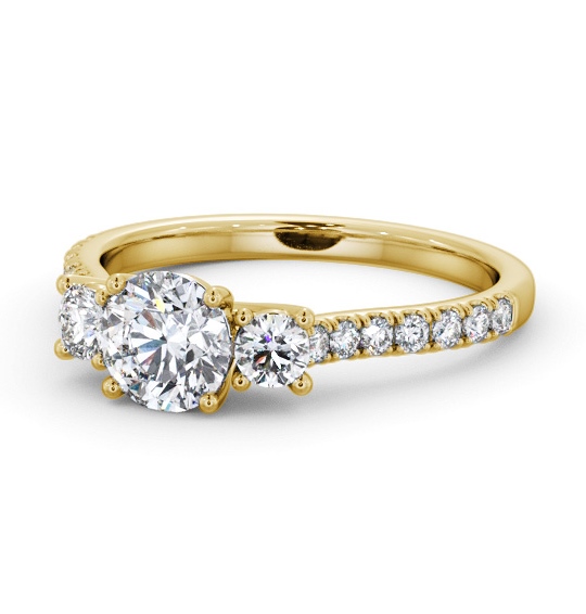  Three Stone Round Diamond Ring 18K Yellow Gold - Keadie TH68_YG_THUMB2 
