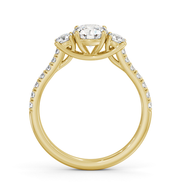Three Stone Round Diamond Ring 18K Yellow Gold - Keadie TH68_YG_UP