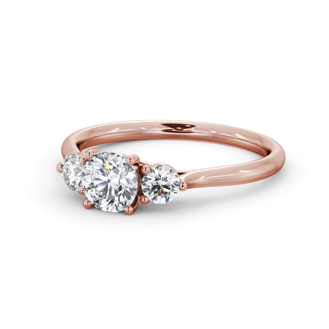 Three Stone Round Diamond Ring 18K Rose Gold - Aminol TH69_RG_FLAT