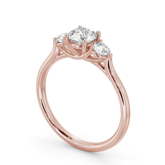 Three Stone Round Diamond Ring 9K Rose Gold - Aminol TH69_RG_SIDE