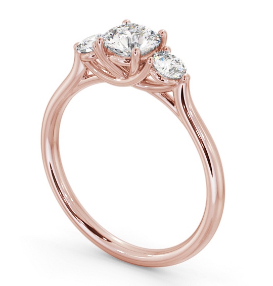 Three Stone Round Diamond Sweeping Prongs Trilogy Ring 18K Rose Gold TH69_RG_THUMB1