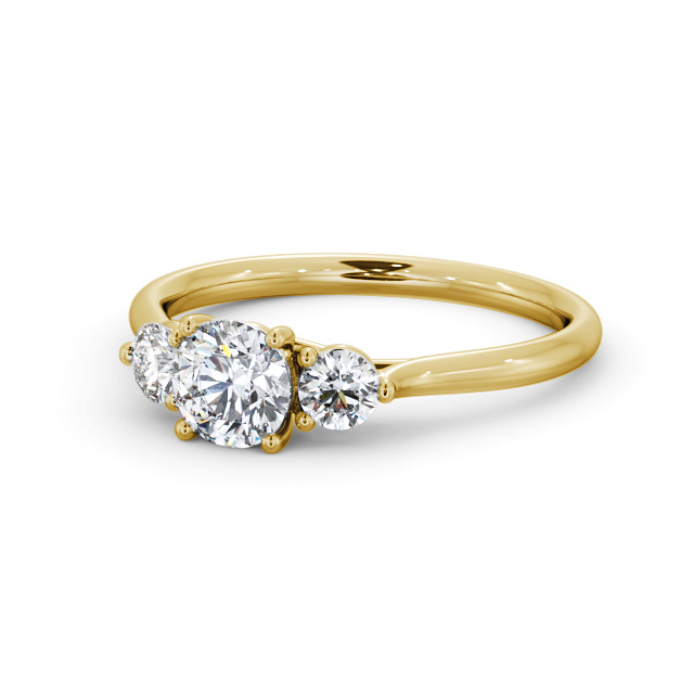 Three Stone Round Diamond Ring 18K Yellow Gold - Aminol TH69_YG_FLAT