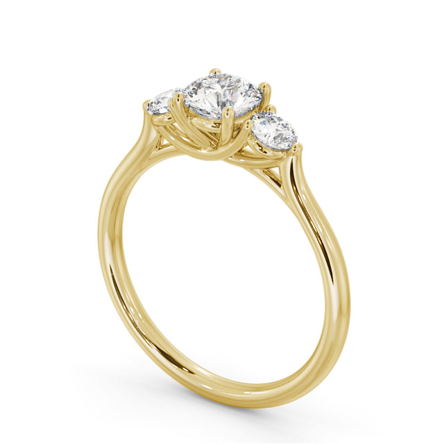 Three Stone Round Diamond Ring 18K Yellow Gold - Aminol TH69_YG_SIDE
