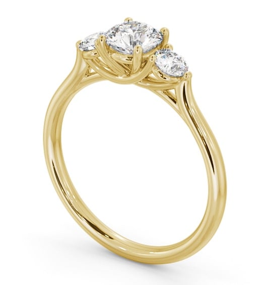 Three Stone Round Diamond Sweeping Prongs Trilogy Ring 18K Yellow Gold TH69_YG_THUMB1 