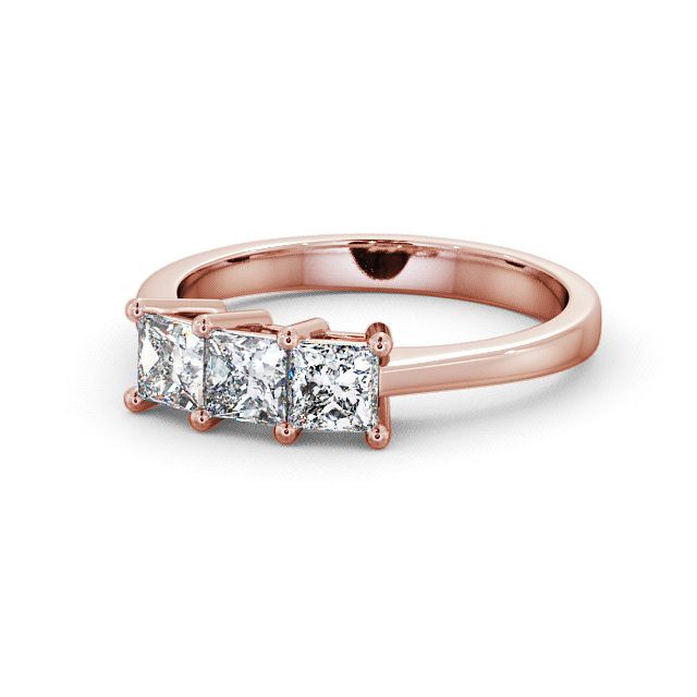 Three Stone Princess Diamond Ring 9K Rose Gold - Carnegie TH6_RG_FLAT