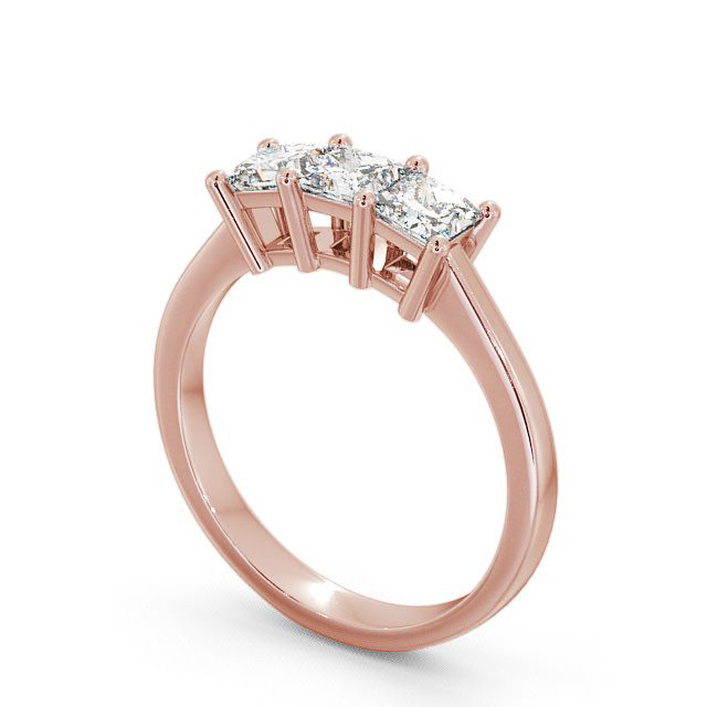 Three Stone Princess Diamond Ring 9K Rose Gold - Carnegie